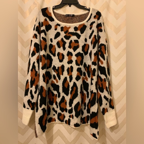 Glitzy Girlz Boutique Sweaters - Plus Size Leopard Print Sweater